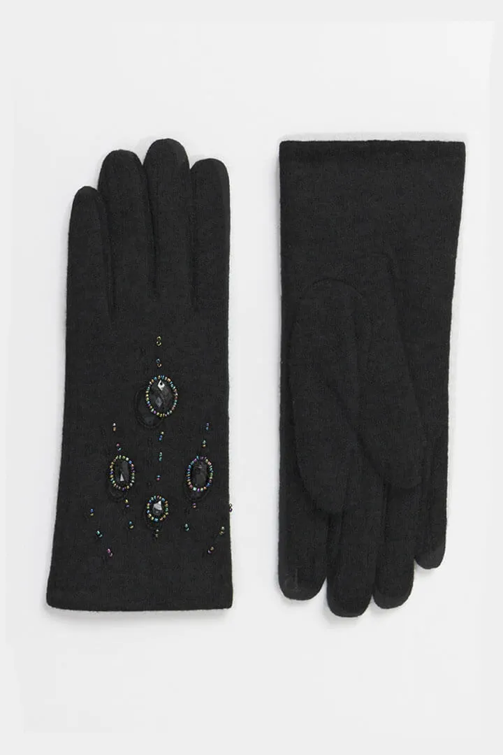 Piper Embellished Wool Gloves In Black