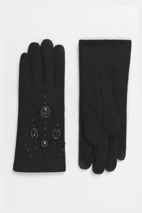 Piper Embellished Wool Gloves In Black