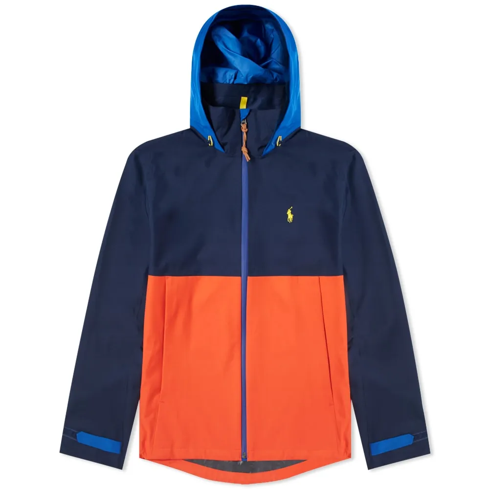 Polo Ralph Lauren Tech Hooded Jacket with Colour Block in Cruise Navy & Bittersweet