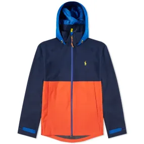 Polo Ralph Lauren Tech Hooded Jacket with Colour Block in Cruise Navy & Bittersweet