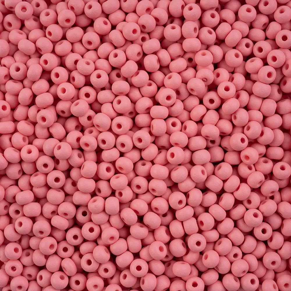 Preciosa Czech Glass, 6/0 Round Pony Seed Bead, PermaLux Dyed Chalk Pink - Matte 1 Tube