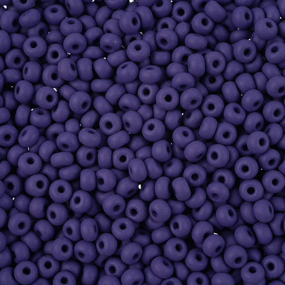 Preciosa Czech Glass, 8/0 Round Seed Bead, PermaLux Dyed Chalk Dark Violet - Matte 1 Tube