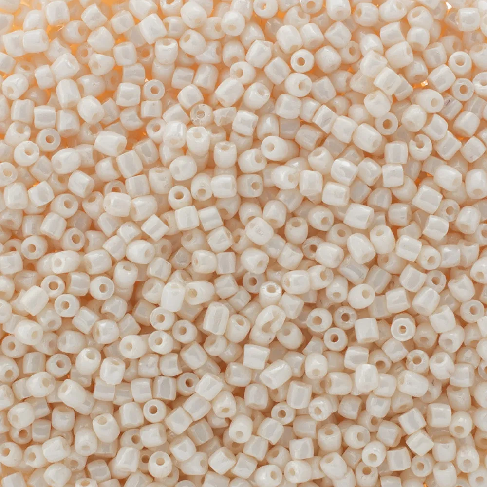 Preciosa Czech Glass, 9/0 Cylinder 3cuts Seed Bead, Opaque White Eggshell 1 Tube