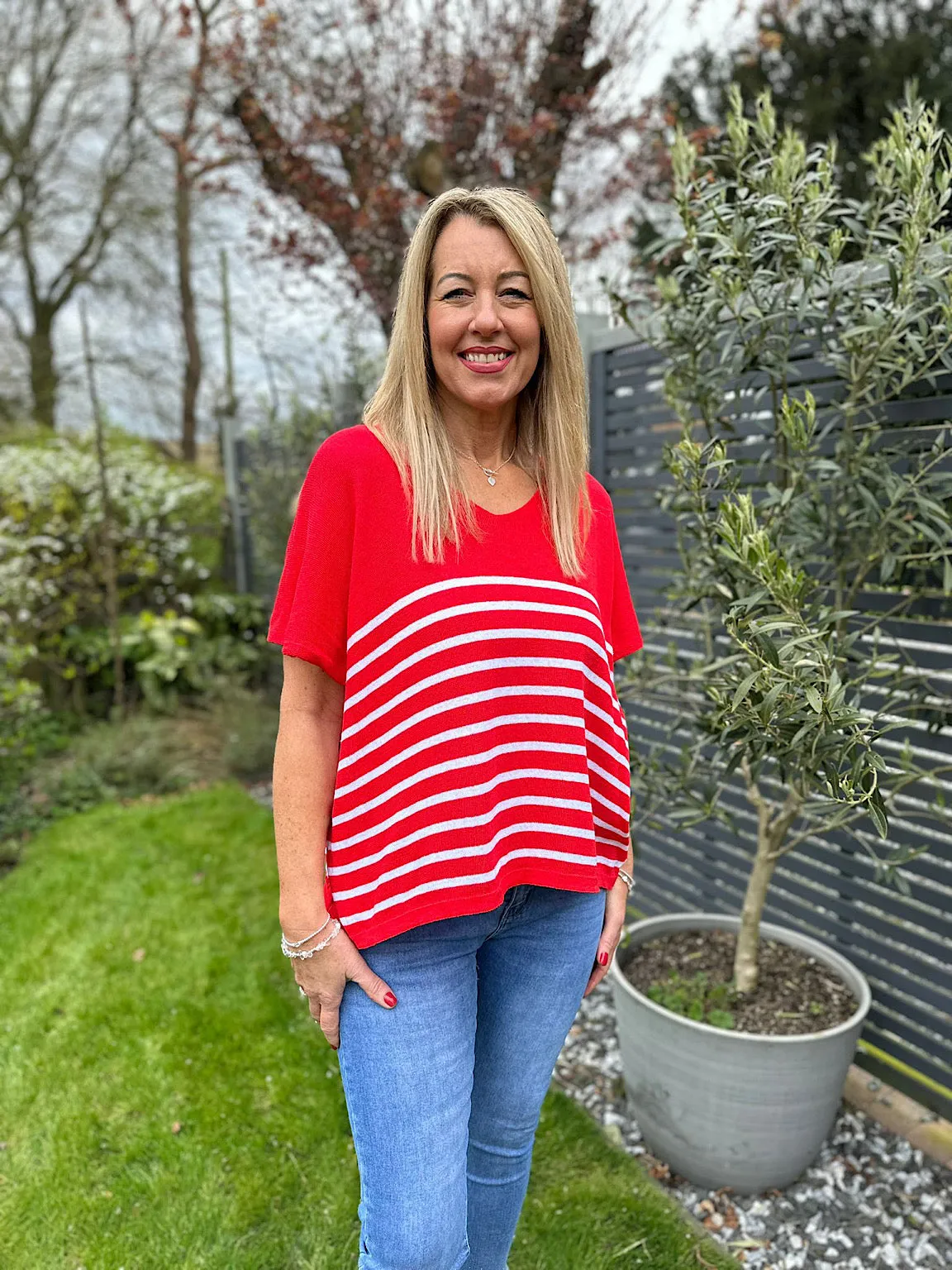 Stripe Knit Leonie in Red