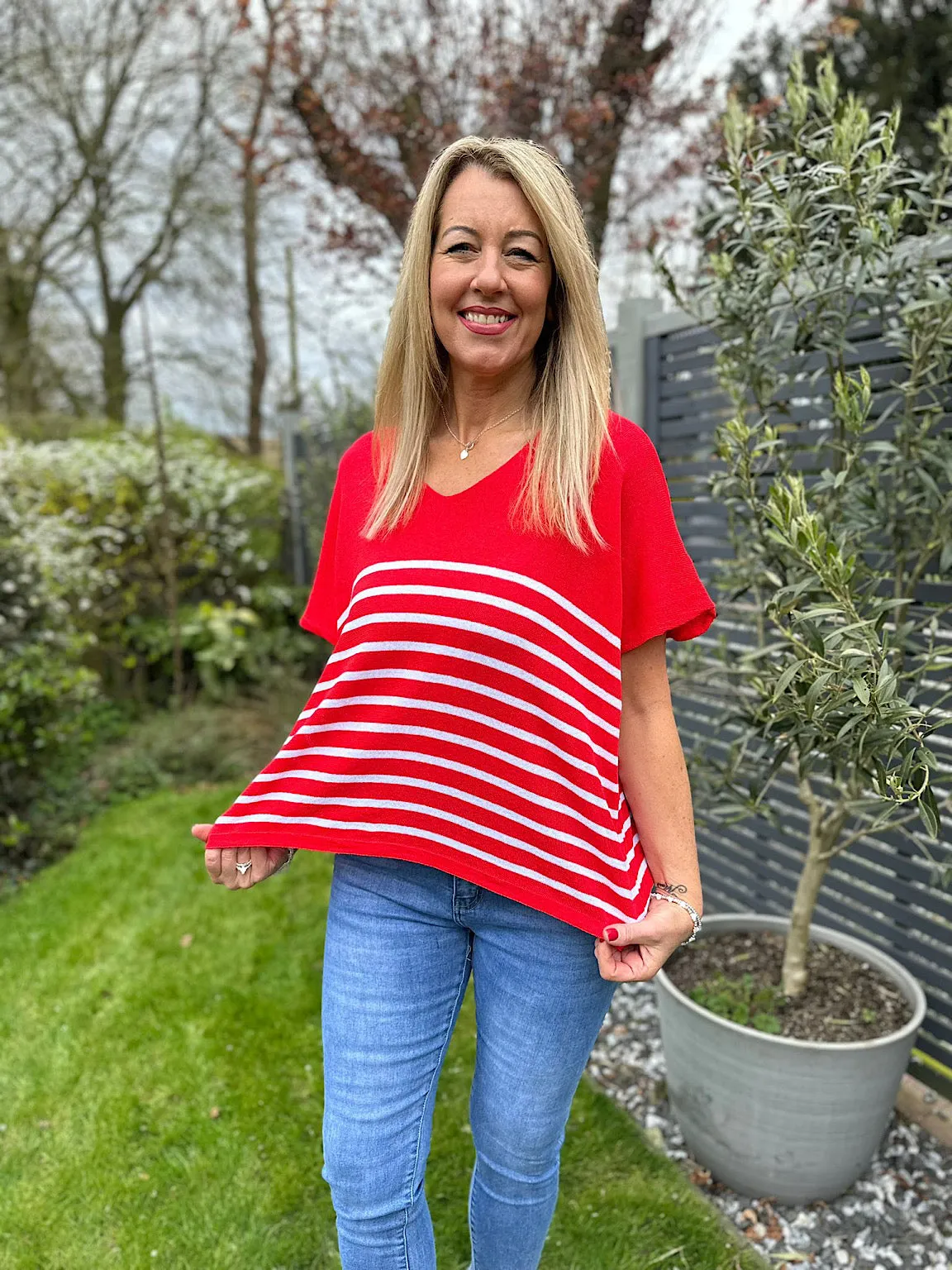 Stripe Knit Leonie in Red