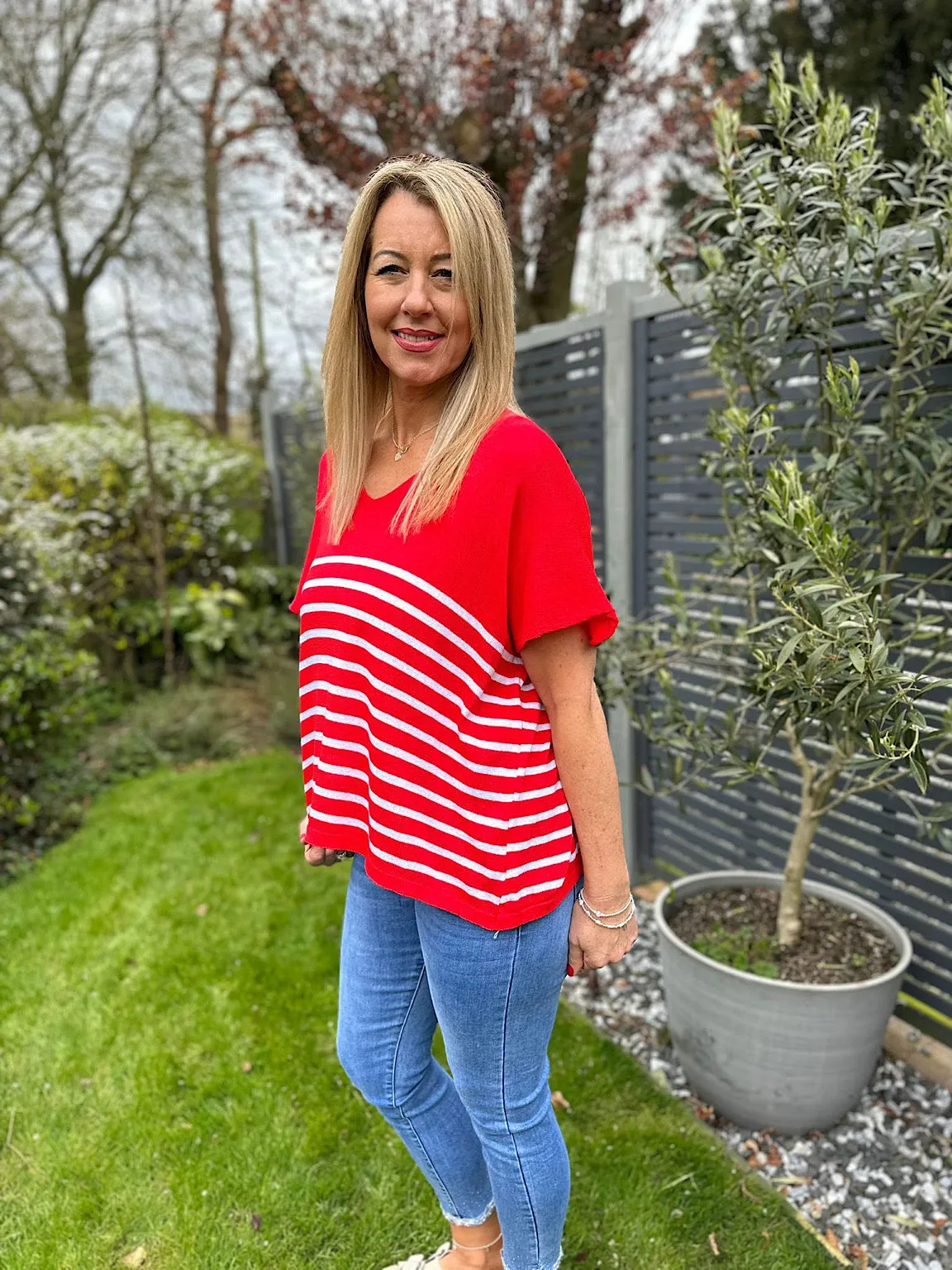 Stripe Knit Leonie in Red