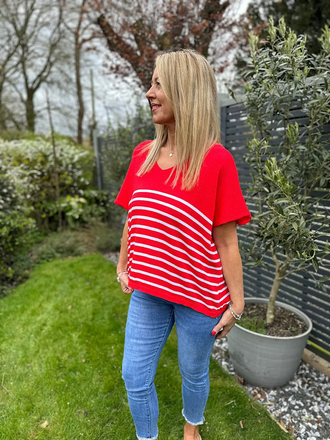 Stripe Knit Leonie in Red