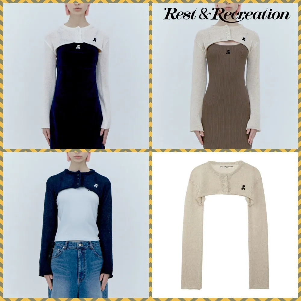 Rest & Recreation Blended Fabrics Street Style Plain Logo Cardigans