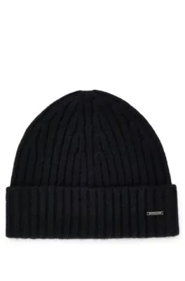 Ribbed Beanie Hat in Cashmere