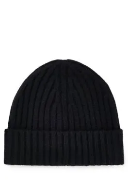 Ribbed Beanie Hat in Cashmere