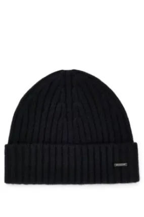 Ribbed Beanie Hat in Cashmere