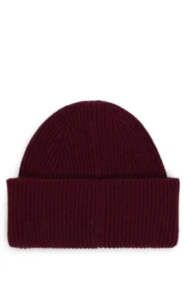 Ribbed Beanie Hat with Signature-Stripe Trim