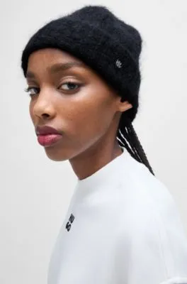 Ribbed Beanie Hat with Stacked-Logo Trim