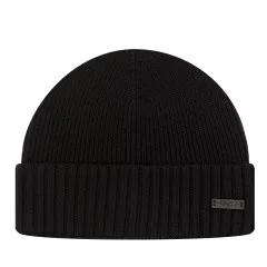 Ribbed Dark Blue Beanie Hat by HUGO BOSS