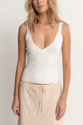 White Knit Cross-Over Top