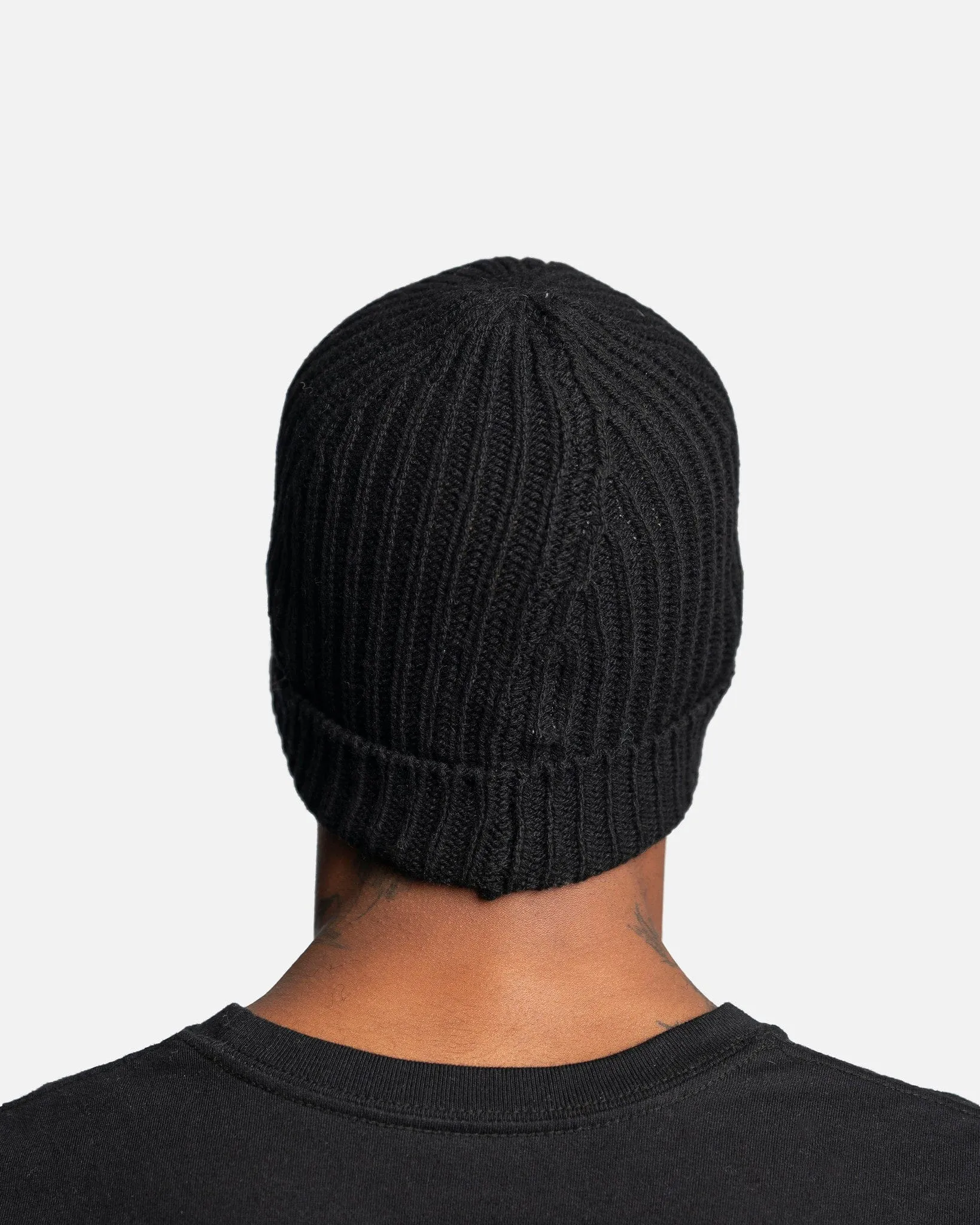 Rick Owens Black Ribbed Beanie