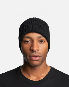 Rick Owens Black Ribbed Beanie