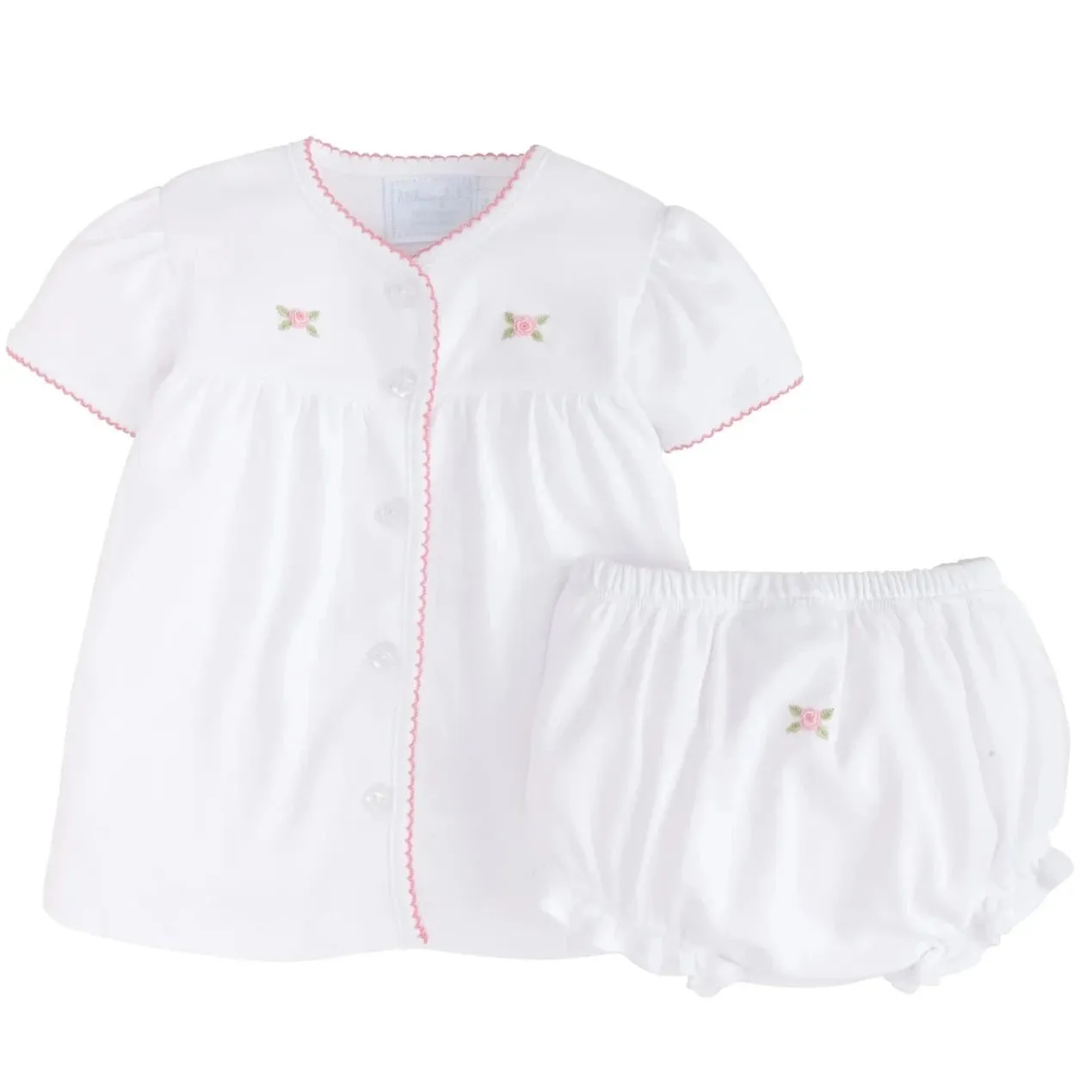 Rose Layette Knit Set with Pinpoint