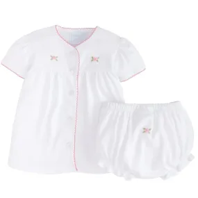 Rose Layette Knit Set with Pinpoint