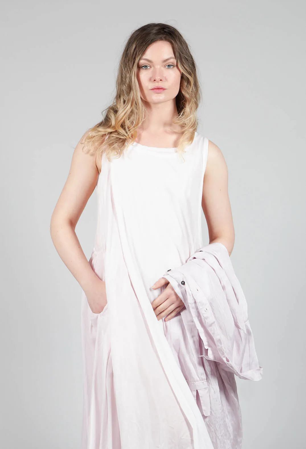 Rose Sheer Double Vest Dress with Cloud Design