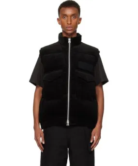 Sacai Black Corduroy Down Vest