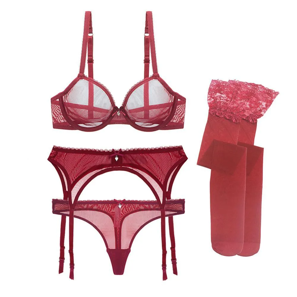 Seductive Varsbaby 4-Piece Sheer Lingerie Set