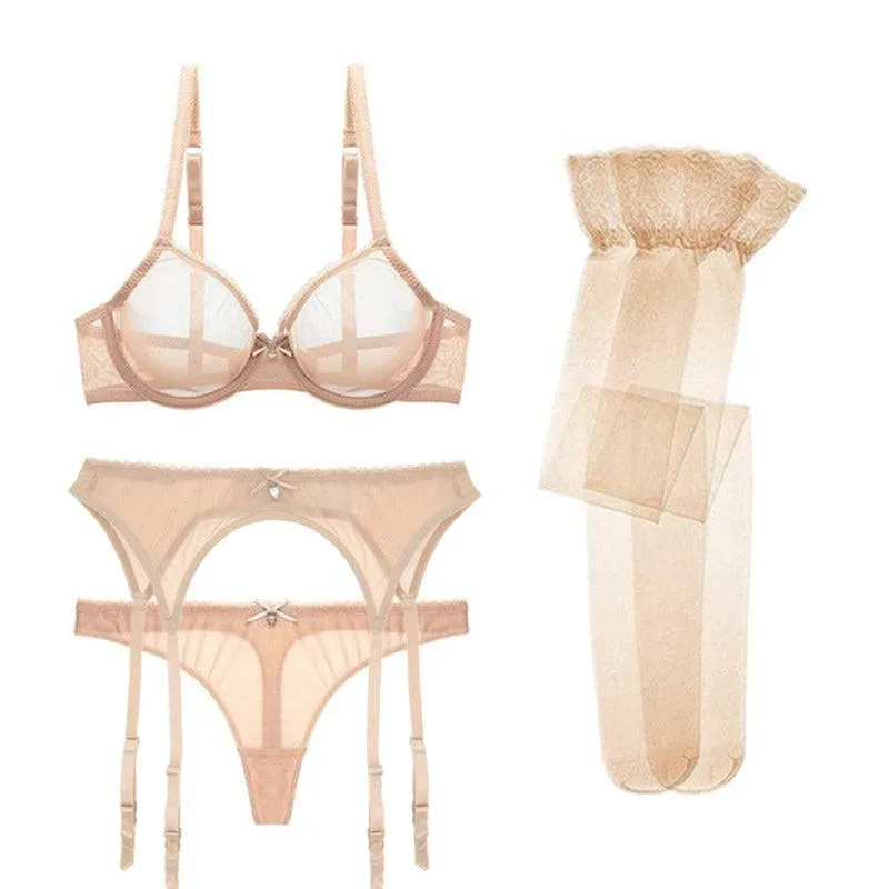 Seductive Varsbaby 4-Piece Sheer Lingerie Set