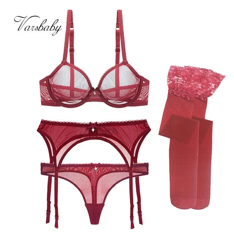 Seductive Varsbaby 4-Piece Sheer Lingerie Set