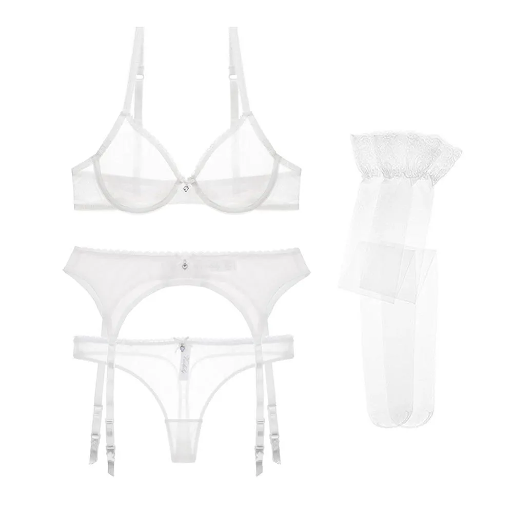 Seductive Varsbaby 4-Piece Sheer Lingerie Set