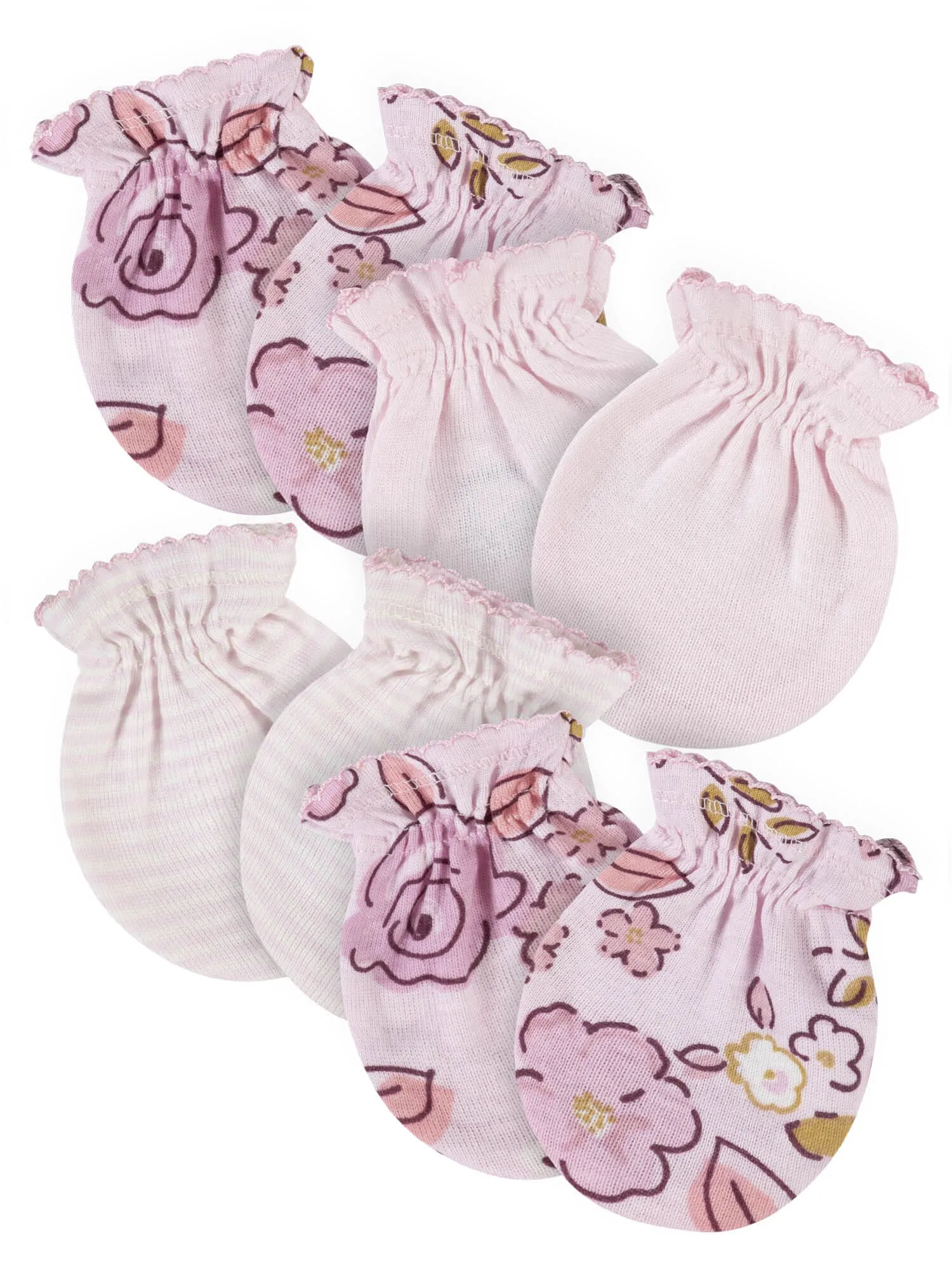 Baby Girls Floral Princess No Scratch Mittens 4-Pack