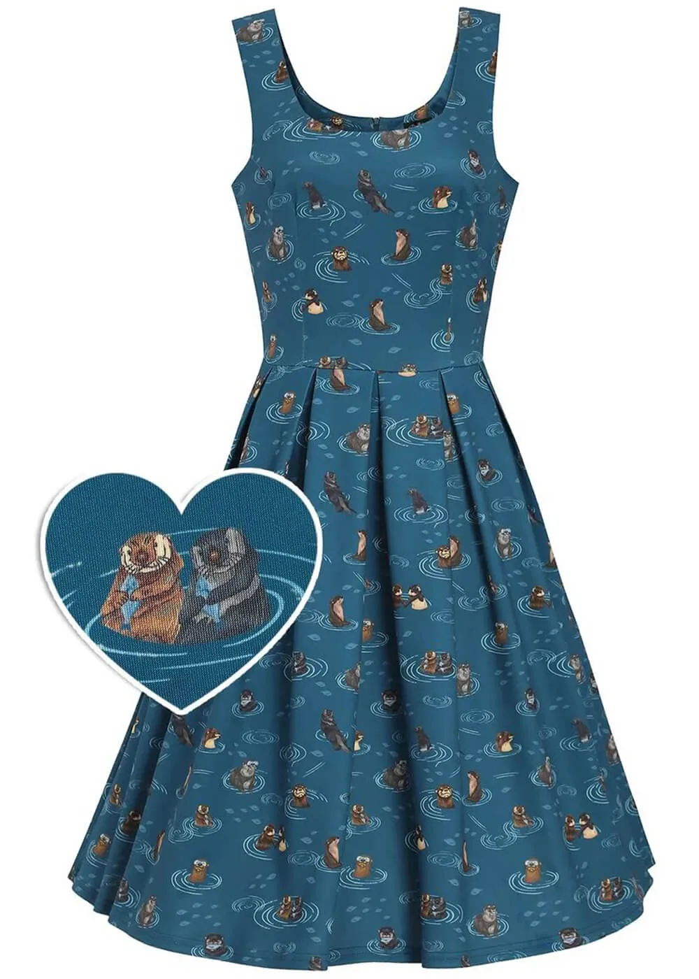 Blue Amanda Otter Family 50's Swing Dress by Dolly & Dotty