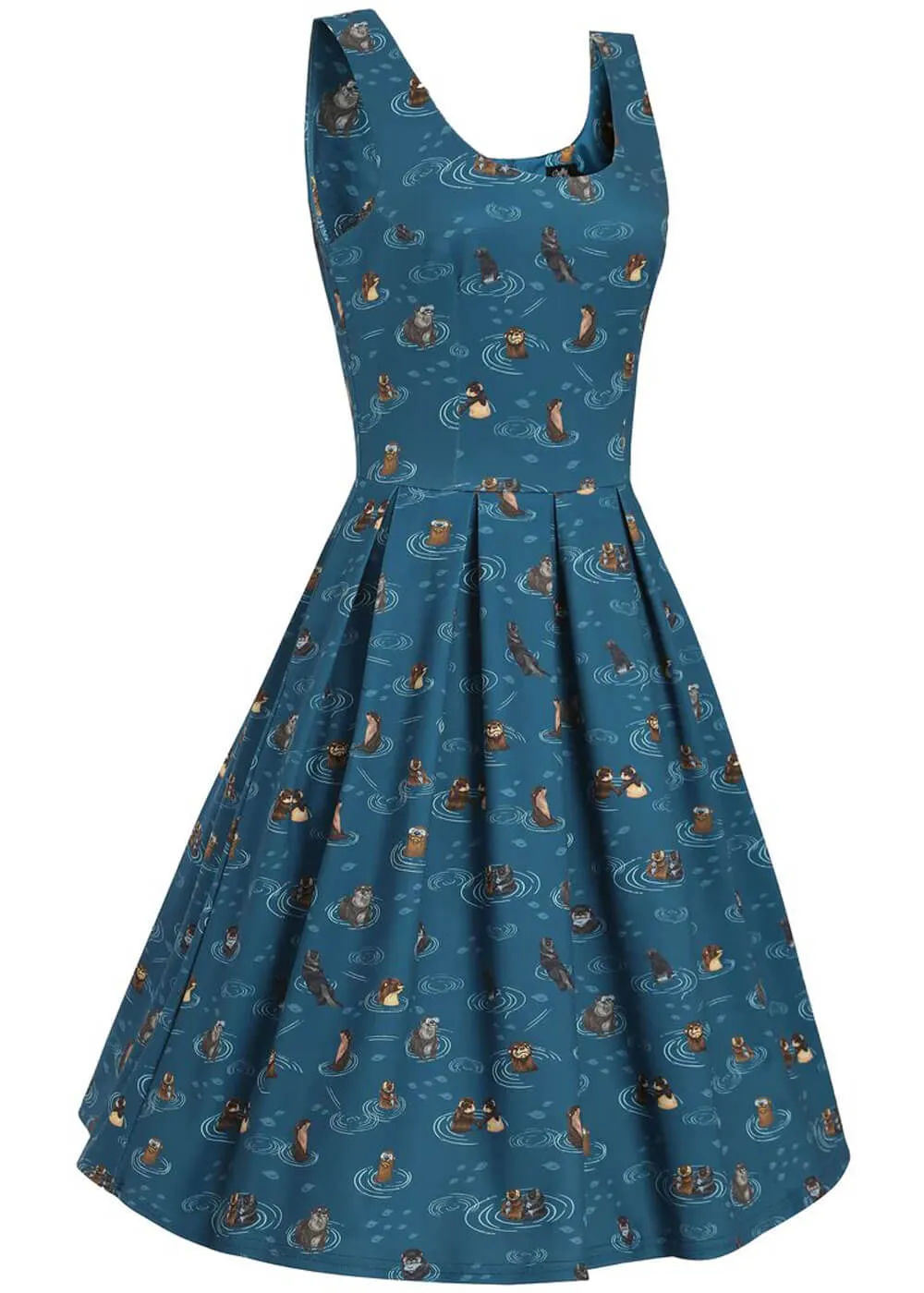 Blue Amanda Otter Family 50's Swing Dress by Dolly & Dotty