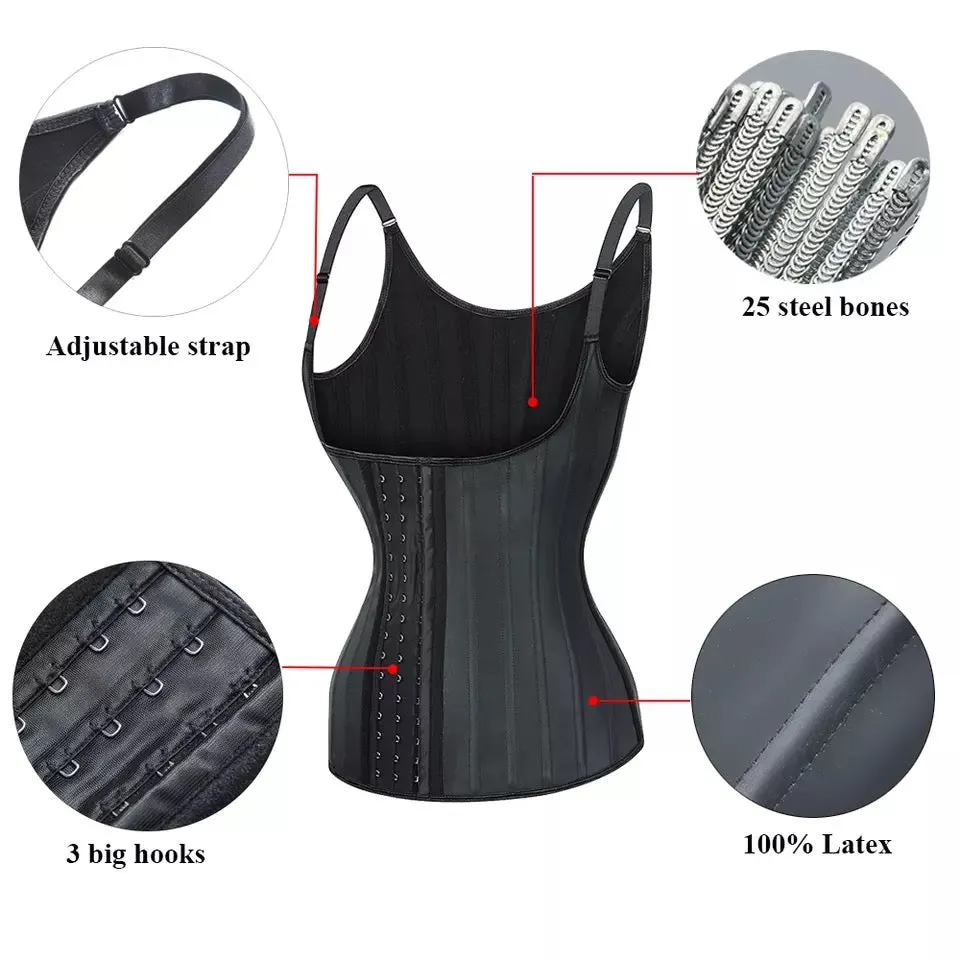 25 Steel Bone Waist Trainer Latex Vest