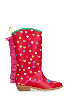 Stella McCartney Kids Printed Faux Leather Fringed Boots