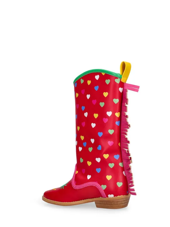 Stella McCartney Kids Printed Faux Leather Fringed Boots