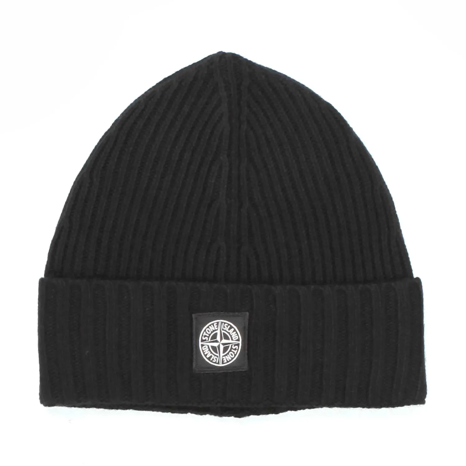 Stone Island Black Ribbed Beanie Kids Teens