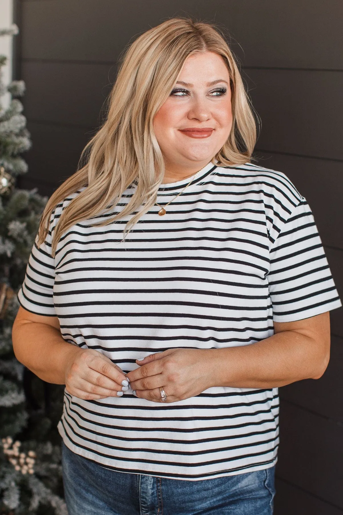 Striped Black & White Knit Top