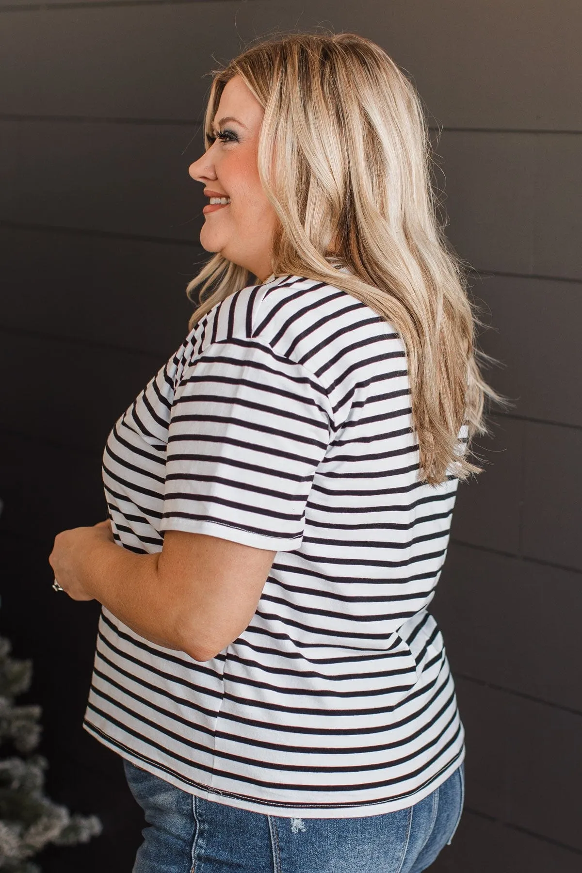 Striped Black & White Knit Top