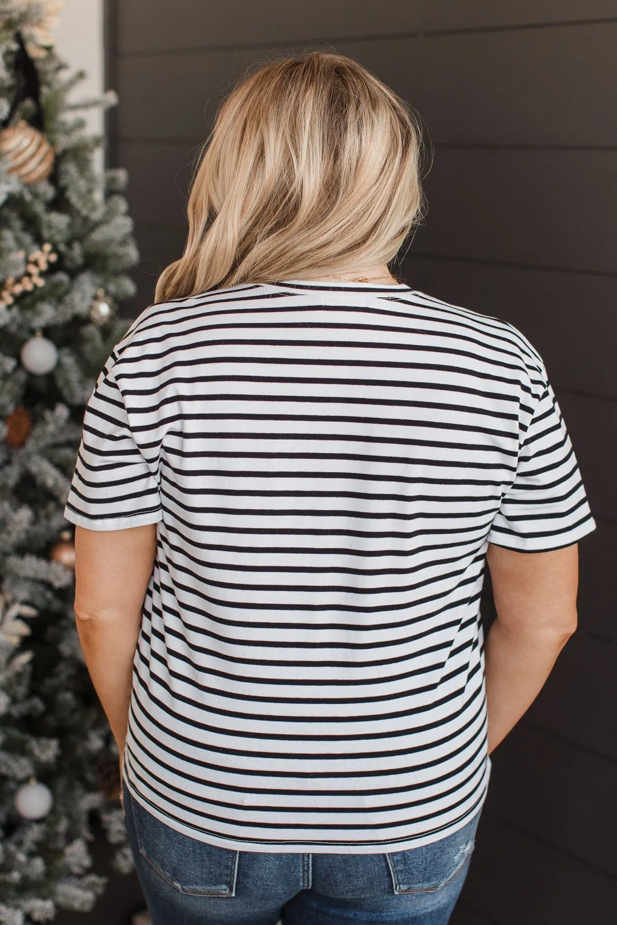 Striped Black & White Knit Top