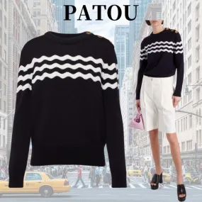 PATOU | Striped Wool Long Sleeves Casual Cotton Office