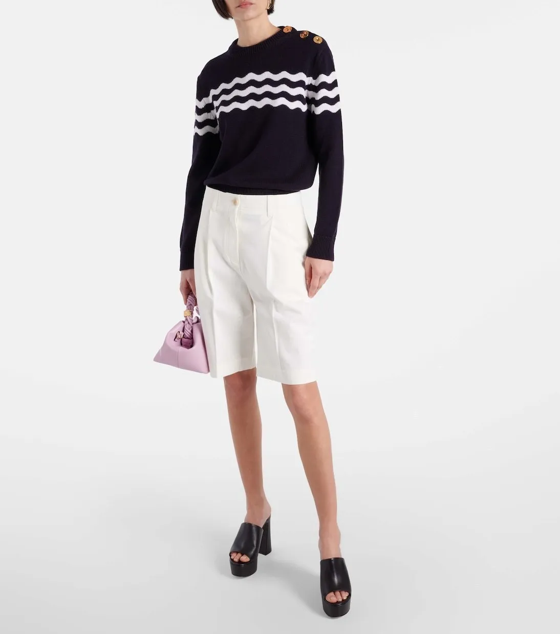 PATOU | Striped Wool Long Sleeves Casual Cotton Office