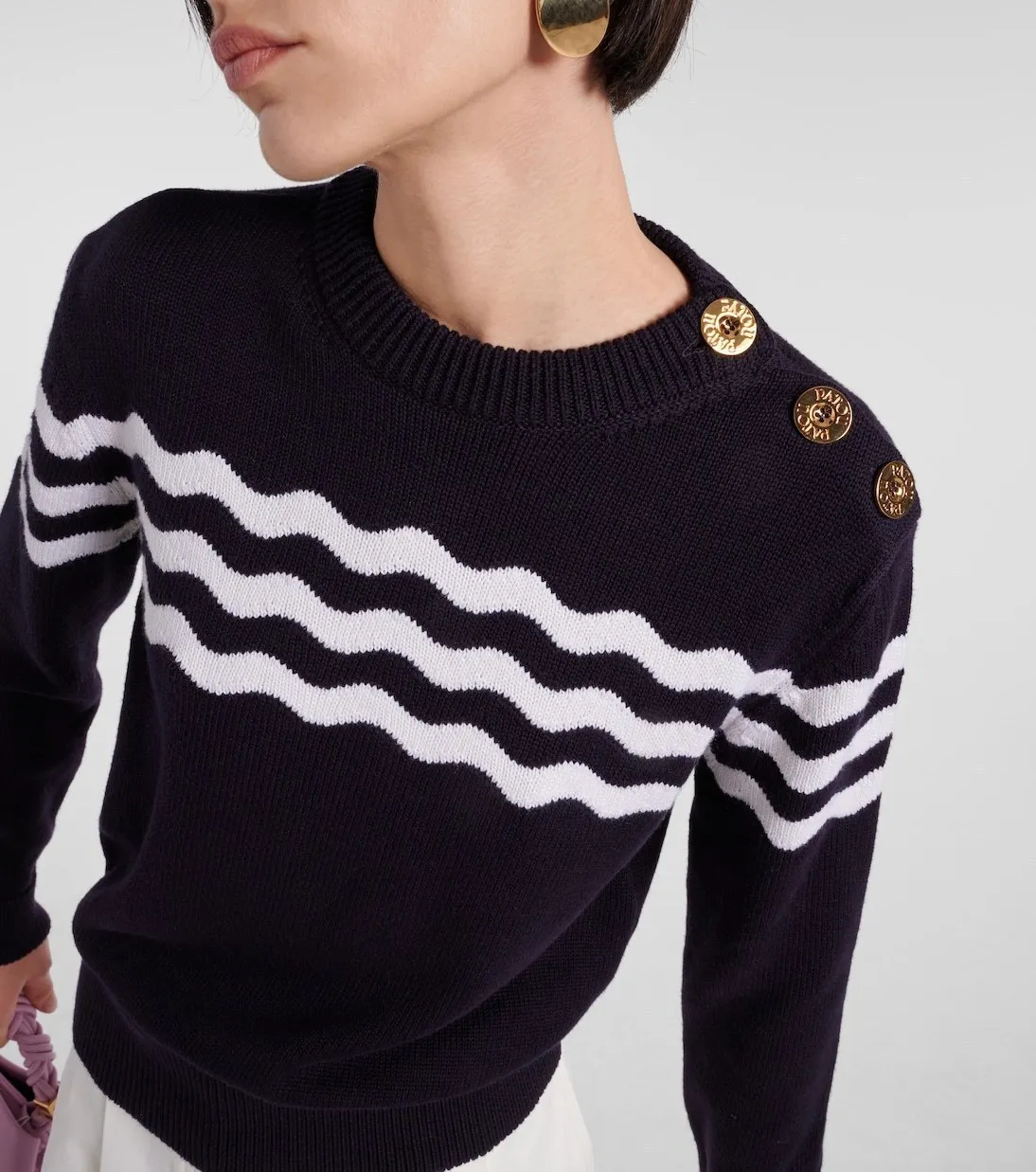 PATOU | Striped Wool Long Sleeves Casual Cotton Office