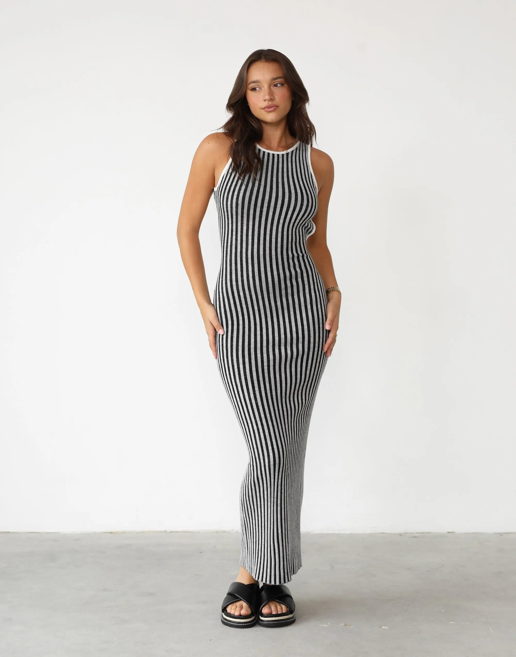 Maxi Dress in Ivory Stripe by Lioness