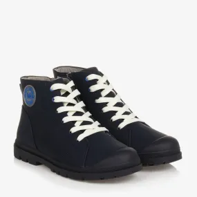 Blue Faux Leather Boots for Teenage Boys