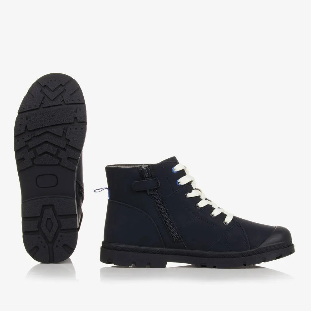 Blue Faux Leather Boots for Teenage Boys