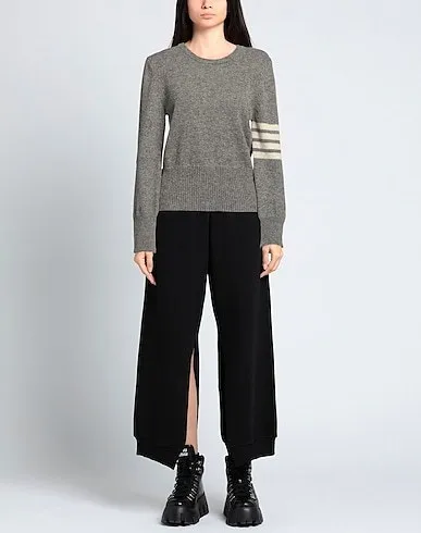 Wool Long Sleeves Plain Logo V-neck & Crew neck Crew Neck THOM BROWNE