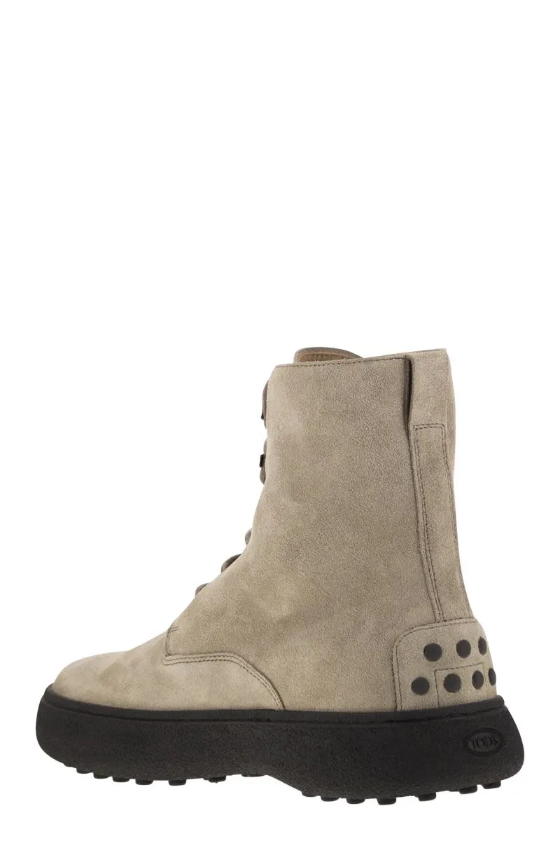 TOD'S Urban Elegance Chunky Sole Suede Ankle Boots 4.5 cm