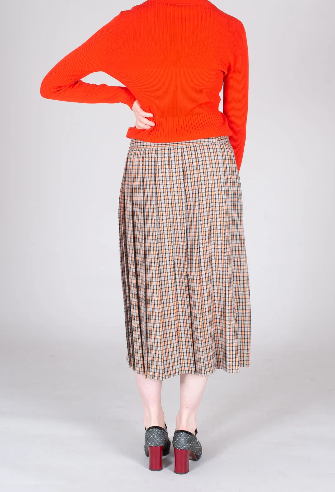 Tortora Orange Check Skirt