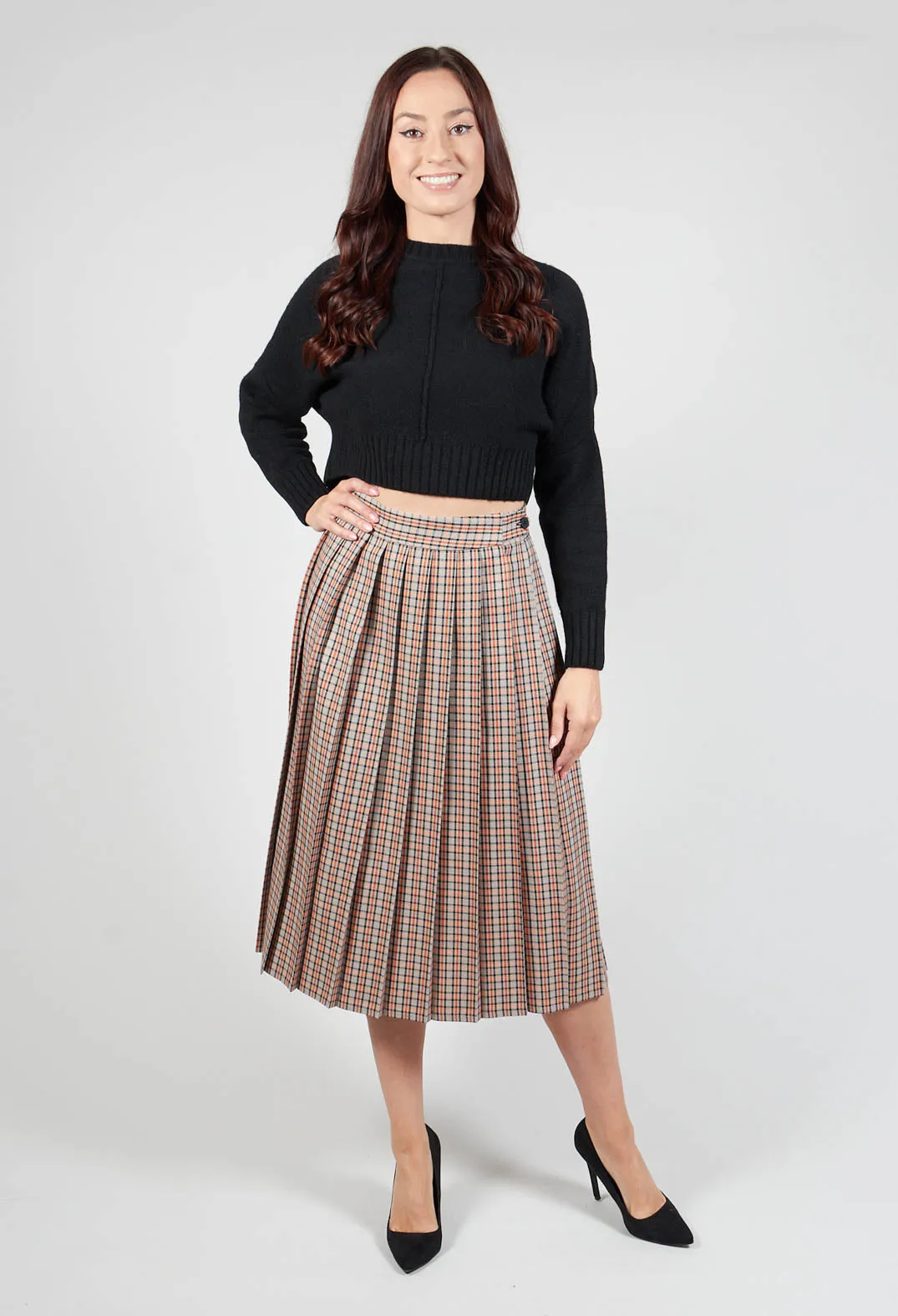 Tortora Orange Check Skirt