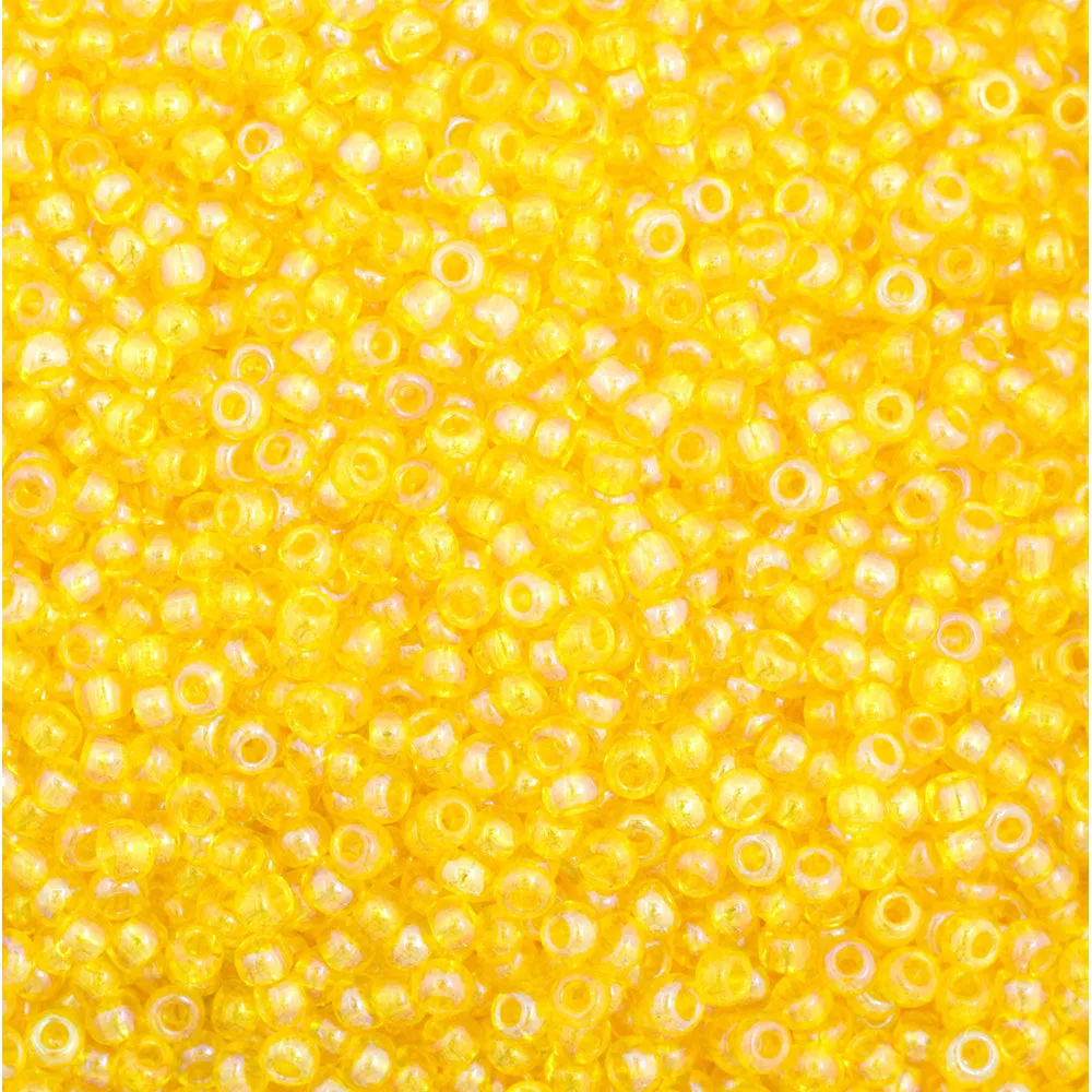 11/0 Czech Glass Seed Bead, Transparent Yellow AB